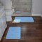 Hastings Home Set of 2 Bathroom Rug Set Memory Foam Mats Striped Microfiber, Non-Slip Absorbent Runner (Blue) 555000DGU - alternate 1